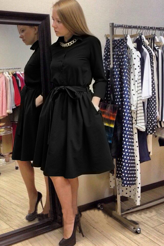 2015 Fashion A Line Long Sleeve Dress For Autumn on Luulla
