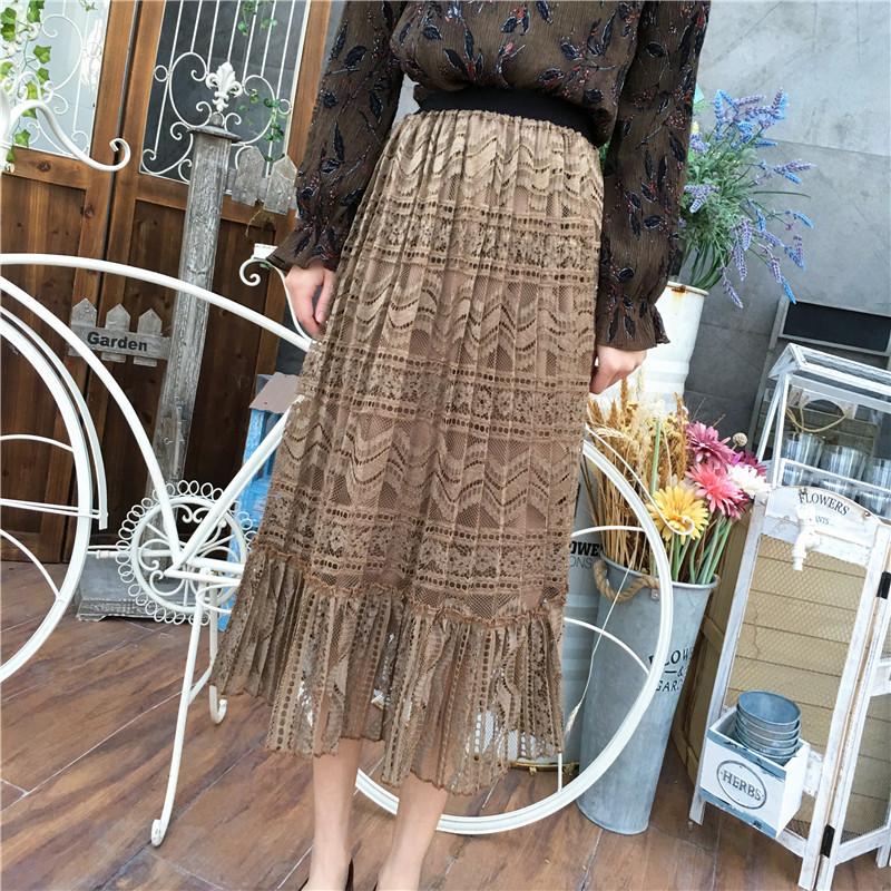 Spring Hollow Crochet Women's Long Skirt