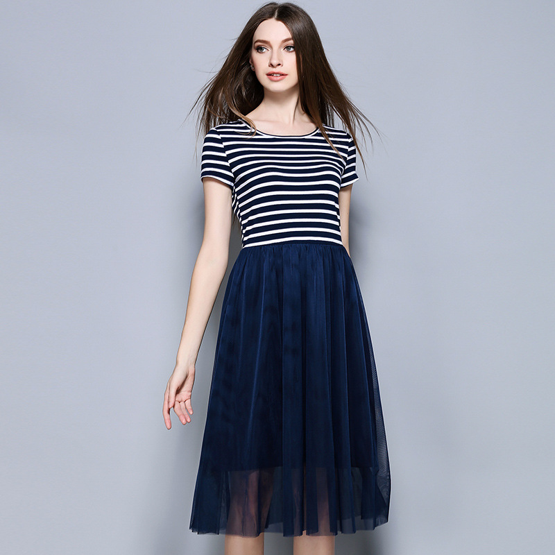 Fashion Stripe Short Sleeve Dress