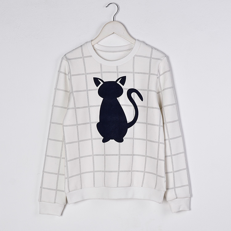 Cute Cat Pattern Long Sleeve Shirt For Women