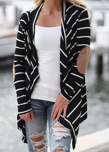 Fashion Long Sleeve Asymmetric Striped Cardigan (2 Colors)