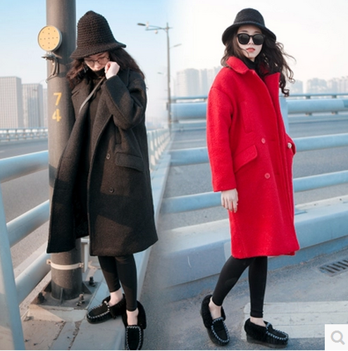 High Quality Slim Button Woolen Coats For Lady (2 Colors)