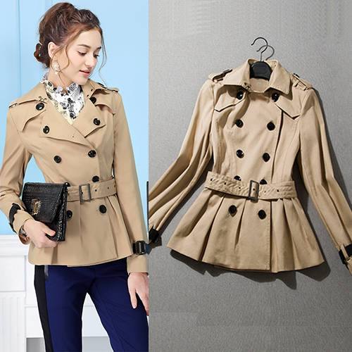 High Quality Desinger Double Breasted Khaki Trench Coat
