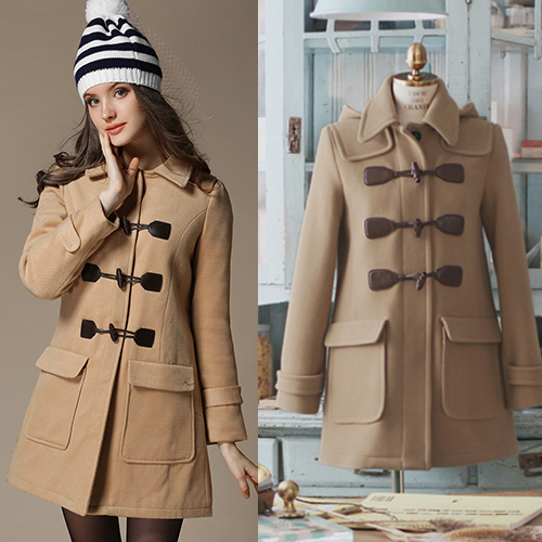 Fashion And High Quality Turndown Collar Cape Woolen Coat - Light Tan