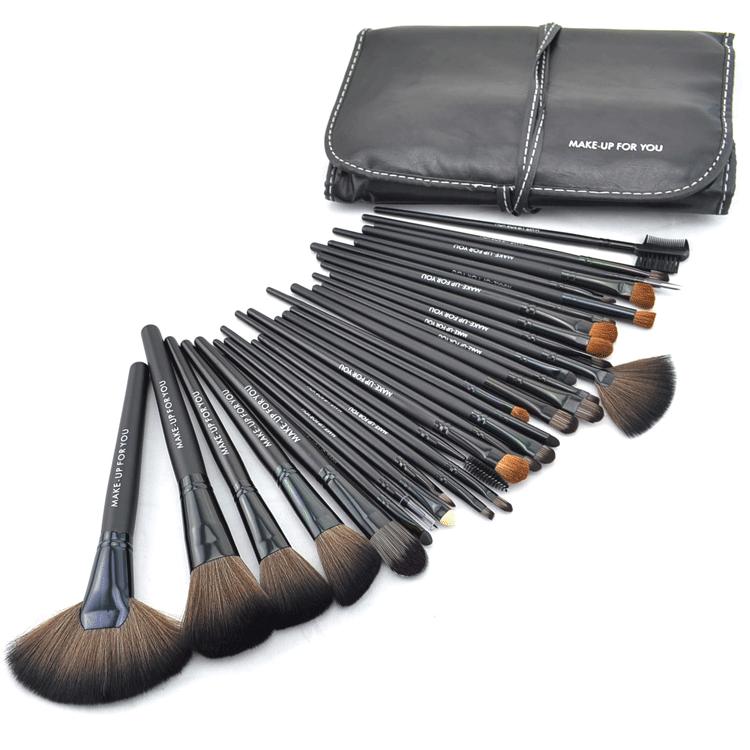 Good Quality 32 pcs Makeup Brush Kit Makeup Brushes with Leather Case - Black
