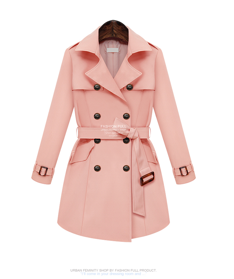 pink double breasted trench coat