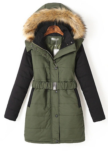 High Quality Army Green Long Sleeve Hooded Padded Coat