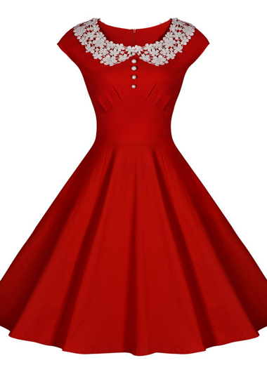 Vintage Cap Sleeve High Waist Dress