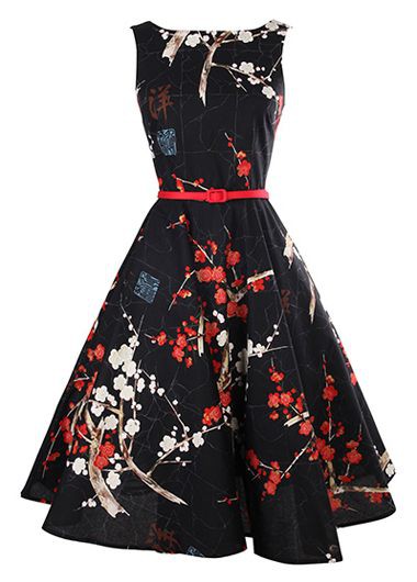 Fashion Sleeveless Round Neck Flower Print Dress
