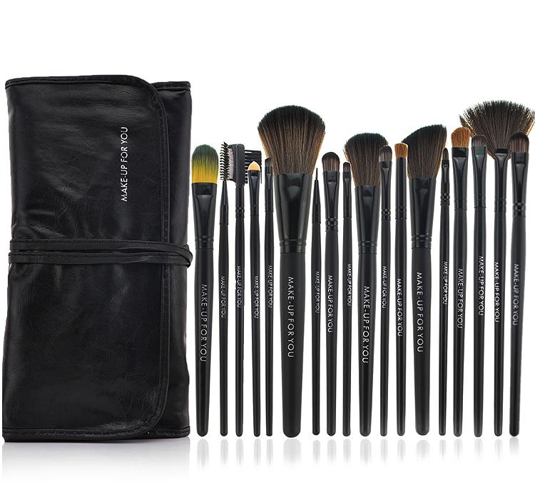 High Quality 18 PCS Professioal Makeup Brush Set with Black Leather Case