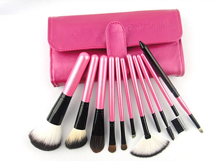 Fashion 11pcs Professional Portable Makeup Brushes Make Up Brushes Cosmetic Brushes Color Shine Makeup Brushes - Pink