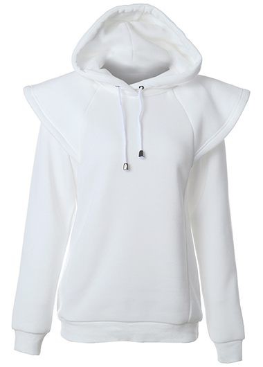 Fashion Hooded Collar Long Sleeve Sweatshirt - White