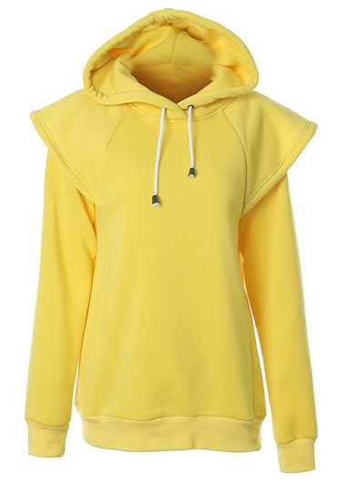 Fashion Hooded Collar Long Sleeve Sweatshirt - Yellow