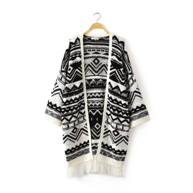 Causal Tassels Decorated Collarless Cardigan (2 Colors)