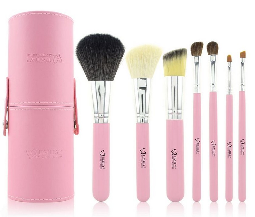High Quality EMILY 7pcs/Set Support Portable Tongzhuang Multifunction Pen Holder Brush Sets Makeup Brushes - Pink