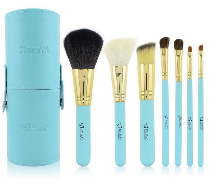 High Quality Emily 7pcs/set Support Portable Tongzhuang Multifunction Pen Holder Brush Sets Makeup Brushes - Blue