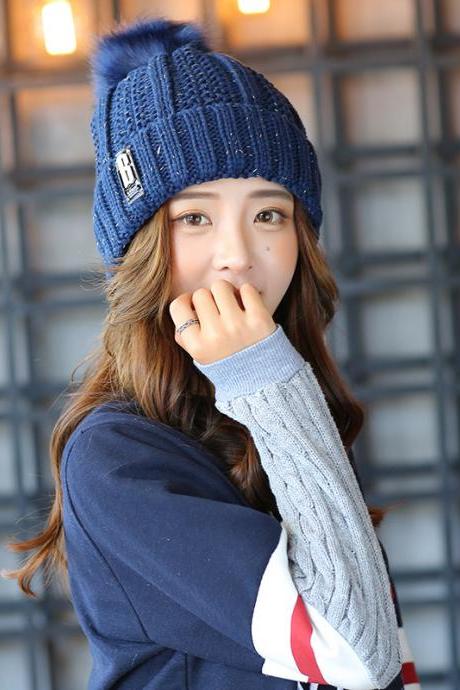 Free Shipping Super Cute Hat Knit Cap For Winter - Blue