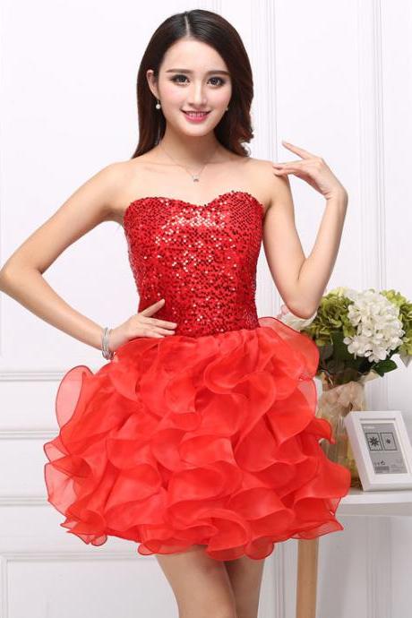 Sequins Cute And Beautiful Strapless Dress 