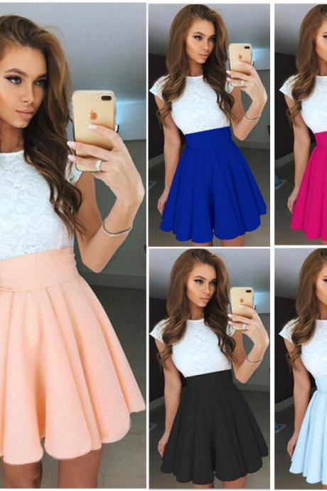 Fashion Lace Splice Dress (7 Colors)