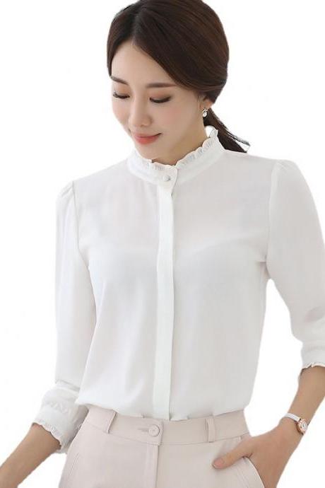 Women Shirt Tops Elegant Ladies Formal Office White Blouse