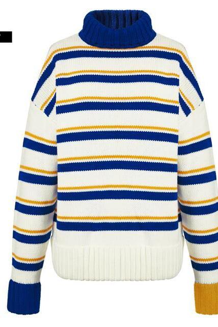 Striped Loose Sweater For Women