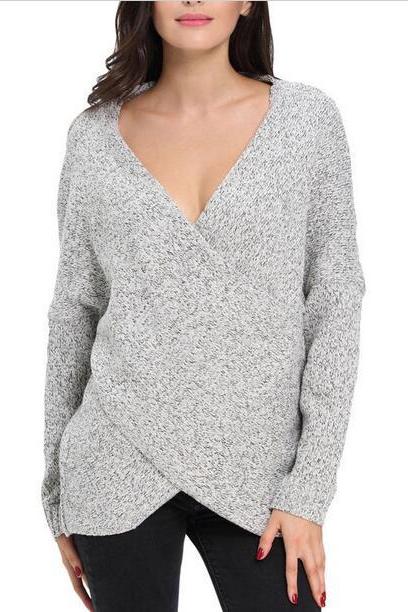 Women Designer Fashion Woolen Grey Sweater
