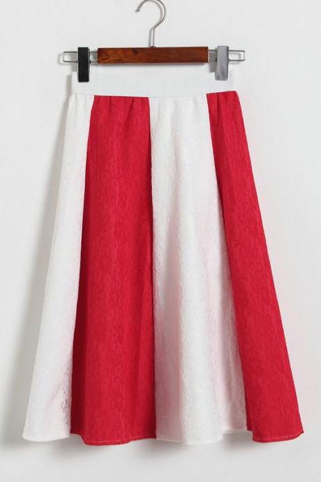 Elegant Lace Patchwork Women High Waist Skirt