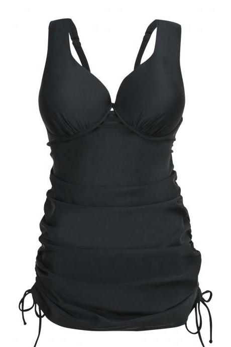 Women Top Plus Size Swimwear 2XL 3XL 4XL Push Up Bathing Suit Ladies Swimming Suit - Black