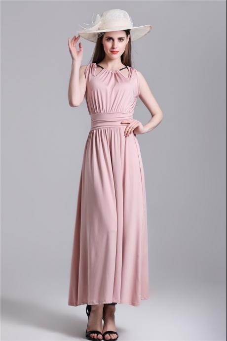 New Halter Neck High Waist Dress - Pink