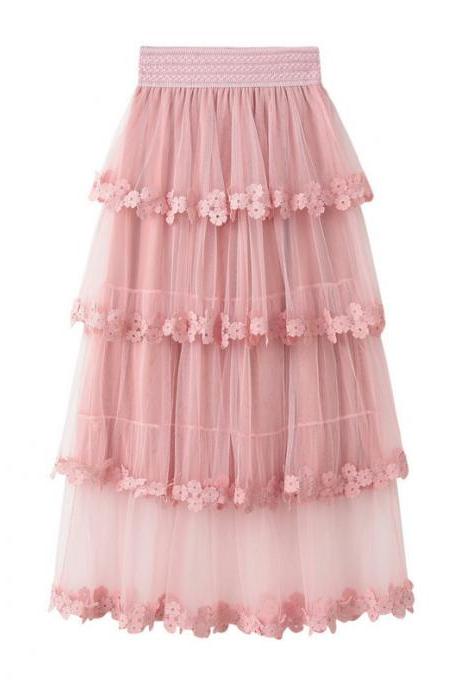 Fashion Cake Style Skirt for Summer - Pink