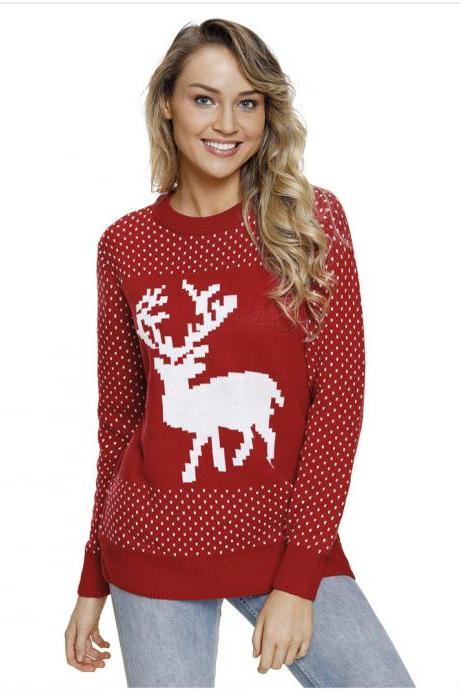Casual Style Long Sleeve Christmas Sweater For Woman