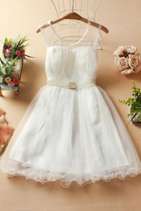 Cute Party Prom Sleeveless Dress - White