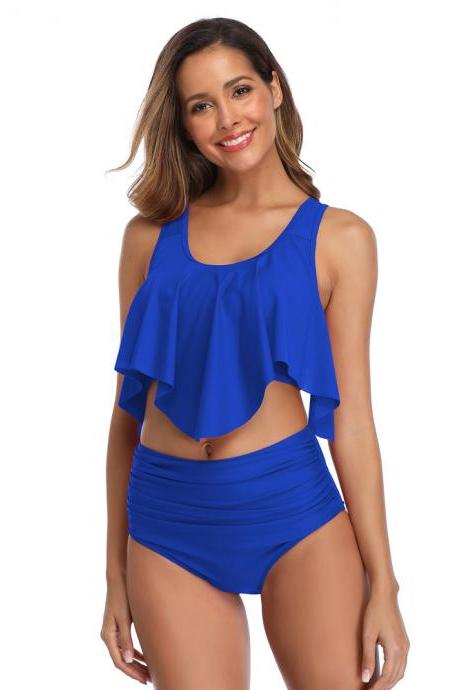 Blue Color Solid Swimsuit Swimwear Bikini
