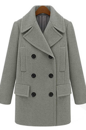 Casual Designer Turndown Collar Double Breasted Coat (2 Colors)