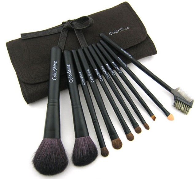 Color Shine High Quality Natural Wool Goat Hair 10pcs Profession Cosmetic Beauty Makeup Brush