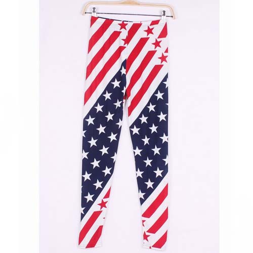 Women's Fashion US. Flag Star Stripe Print Elastic Leggings on Luulla