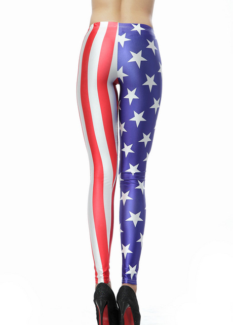 Woman American Flag Pattern Fitted Leggings on Luulla