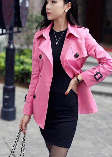 Women Essential Trench Coat With Belt For Autumn Spring - Rose on Luulla